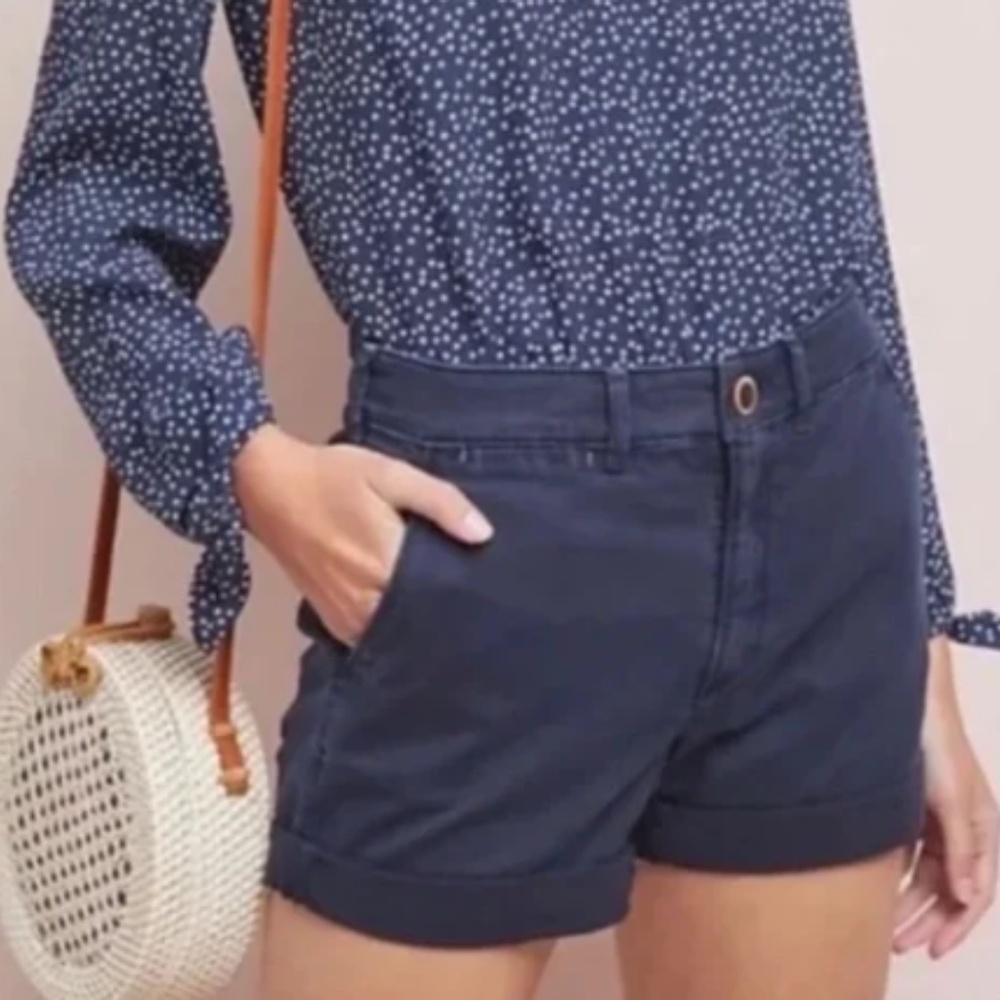 Anthropologie Pilcro Navy Hyphen Mid-Rise Shorts | Size 26
